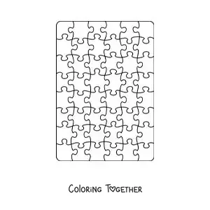 Coloring page of a large cut-out puzzle