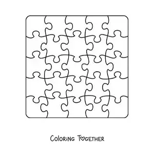 Coloring page of cut-out puzzle pieces