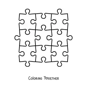 Coloring page of cut-out puzzle pieces