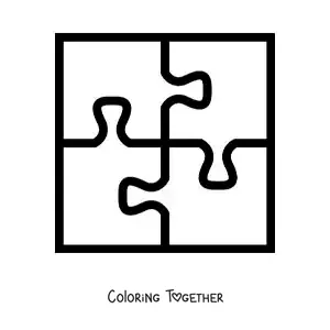 Coloring page of large puzzle pieces
