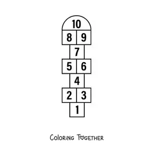 Coloring page of a hopscotch game