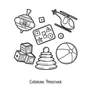 Coloring page of traditional toys