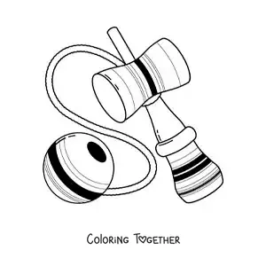 Coloring page of a Japanese kendama