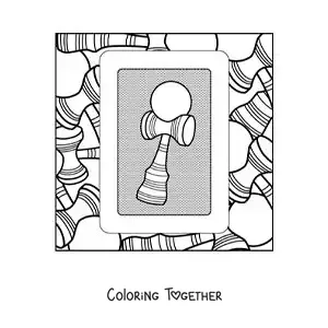Coloring page of a kendama