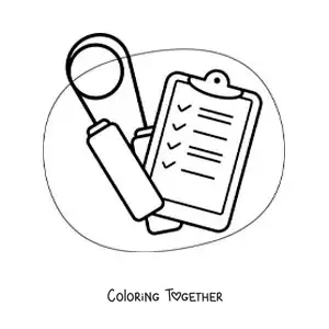 Coloring page of a jump rope with an exercise routine
