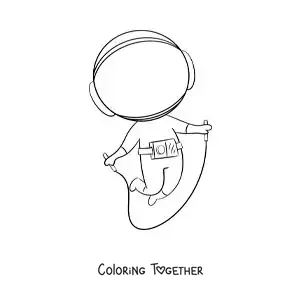 Coloring page of an astronaut jumping rope