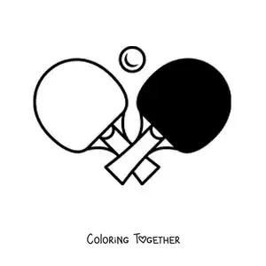 Coloring page of a table tennis ball and rackets