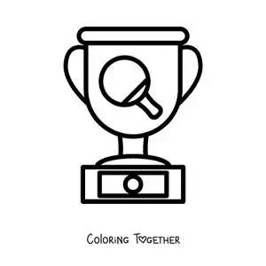 Coloring page of a ping pong trophy