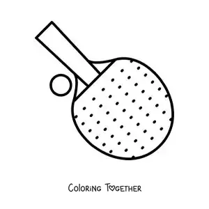 Coloring page of a table tennis racket and ball