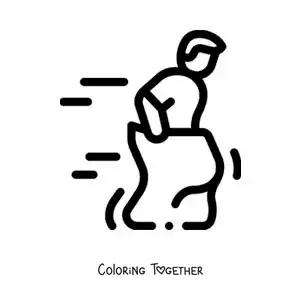 Coloring page of a sack race emoji