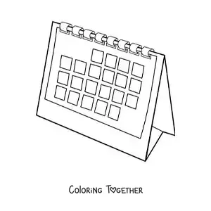 Coloring page of a desk calendar