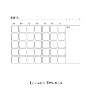 Coloring page of a printable calendar