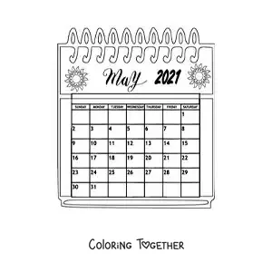 Coloring page of a May calendar