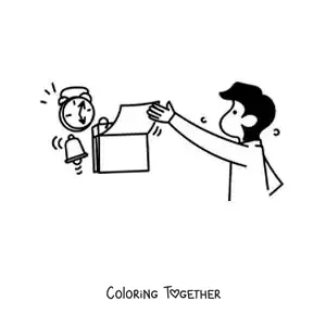 Coloring page of a man looking at the calendar