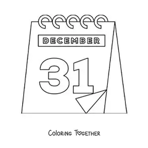 Coloring page of December 31 on the calendar