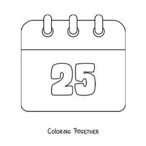 Coloring page of a calendar emoji
