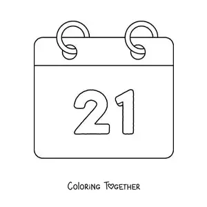 Coloring page of an emoticon of a calendar