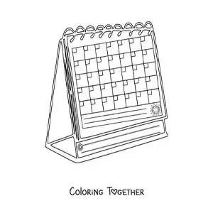 Coloring page of a table calendar