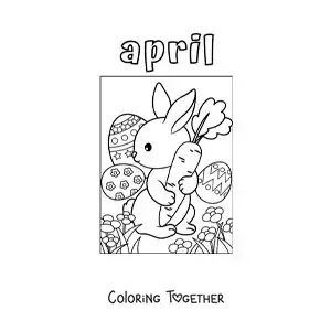 Coloring page of April with the Easter bunny
