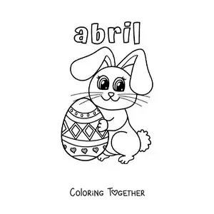 Coloring page of April with the Easter bunny