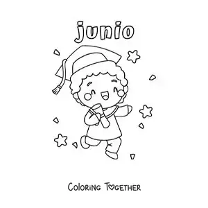 Coloring page of June with a child at graduation