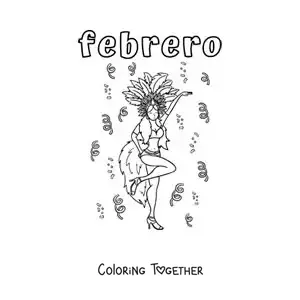 Coloring page of February with a Brazilian Carnival dancer