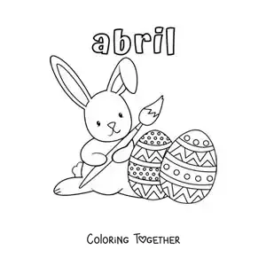 Coloring page of April with the cartoon Easter bunny