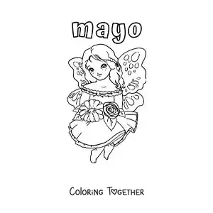 Coloring page of May with a spring fairy