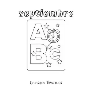 Coloring page of September with symbols of back to school