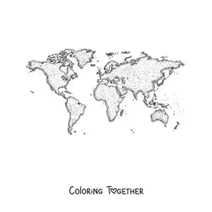 Coloring page of a world map
