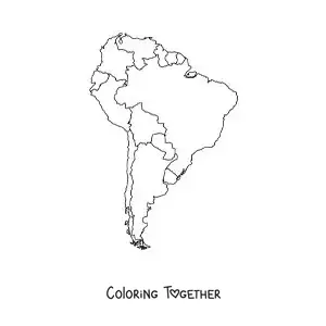 Coloring page of a map of South America without names