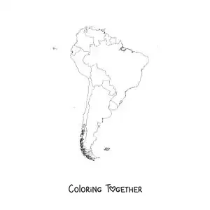 Coloring page of a map of South America