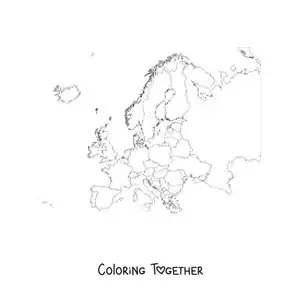 Coloring page of a political map of Europe