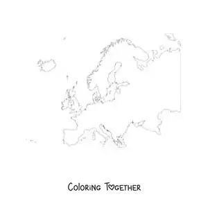Coloring page of a map of Europe