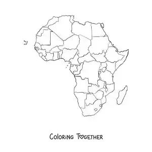 Coloring page of a political map of Africa