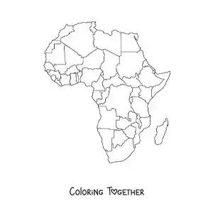 Coloring page of a political map of the African continent