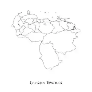 Coloring page of a political map of Venezuela