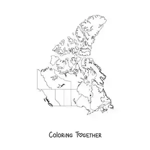 Coloring page of a political map of Canada