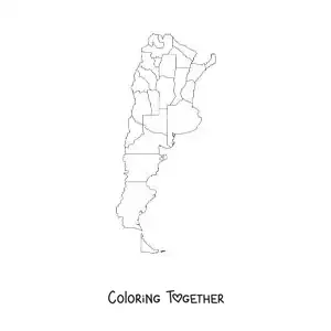 Coloring page of a political map of Argentina