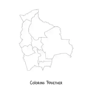 Coloring page of a political map of Bolivia