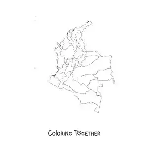 Coloring page of a political map of Colombia