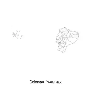 Coloring page of a political map of Ecuador