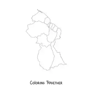 Coloring page of a political map of Guyana