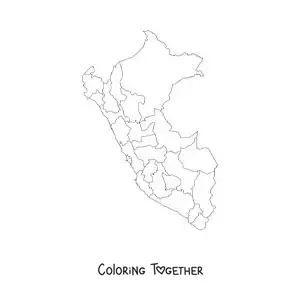 Coloring page of a political map of Peru
