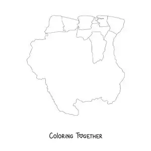 Coloring page of a political map of Suriname