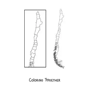 Coloring page of a political map of Chile
