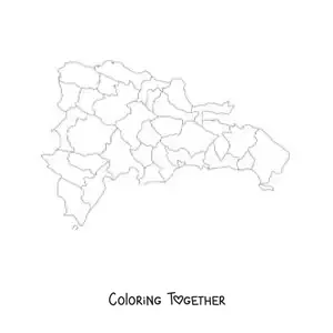 Coloring page of a political map of the Dominican Republic