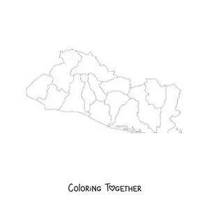 Coloring page of a political map of El Salvador
