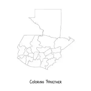 Coloring page of a political map of Guatemala