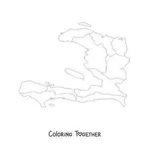 Coloring page of a political map of Haiti